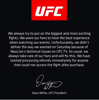 UFC Dana White Statement