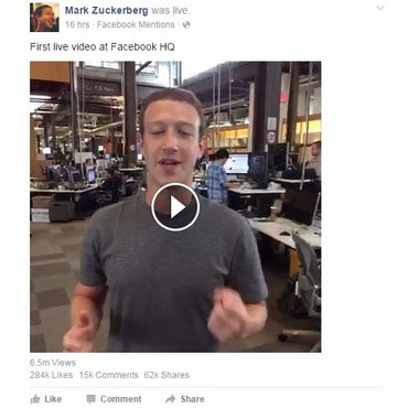 Mark Zuckerberg live video